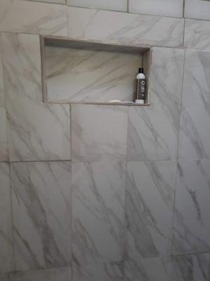 Finished new shower wall tiles