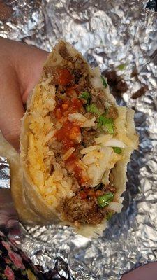 BOMB ASADA BURRITO W/ ONION AND CILANTRO!