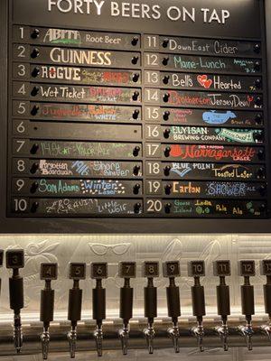 Beers on tap menu