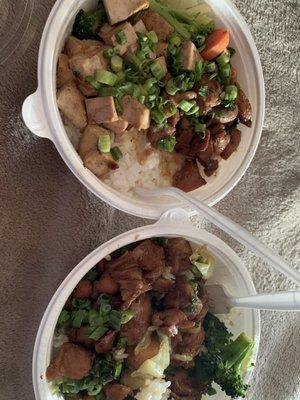 1/2 and 1/2 Meat Bowl (Top) and Chicken Bowl (bottom). Both regular sizes.