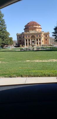 A beautiful day at the sunken gardens in front of the city administration building