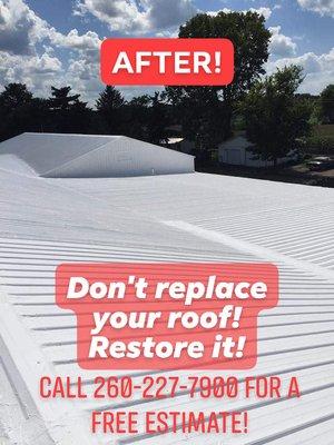 Completed metal restoration roof system! Seamless,energy-efficient with non pro-rated renewable warranties!