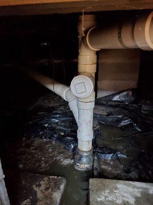 Installed clean out 3" PVC sewer