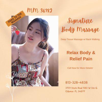 MM 36982
 Head To Toe Massage
 Call us at 813-328-4838