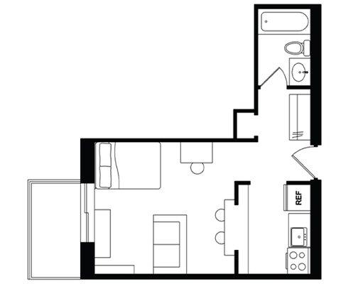 Studio B-Balcony at Beaver Hill, 337 sq ft, sleeps 1 person