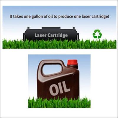 At Cartridge World in Bloomingdale, IL we refill ink and toner cartridges. It's our way to help the environment!