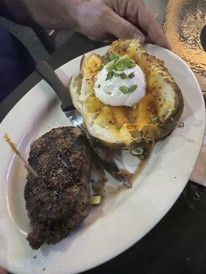 Steak night - sirloin and loaded baked potato