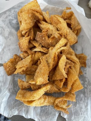 Over cooked wonton wrappers