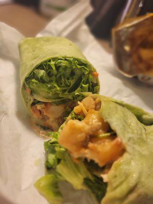 Grilled Shrimp wrap with Sriracha mayo