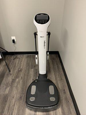 The InBody 570 machine is more than just a scale- it uses bioelectrical impedance analysis to measure your fat, water and muscle mass.