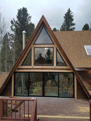 Andersen Windows and a 16' Sliding Patio Door that we installed in a Cabin Fairplay, Colorado ( October 2018 )