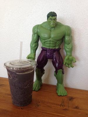 The Hulk is mad he can't drink my smoothie!