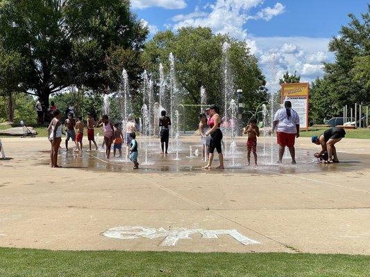 Nephew & niece playing at the Splash Pad 7/16/22