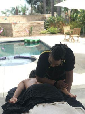 Pool side treatment focusing on deep stretch of the Erector Spinae Muscle Group. #StayOnPoint