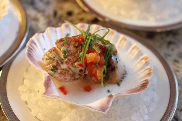 Shrimp appetizer in a seashell