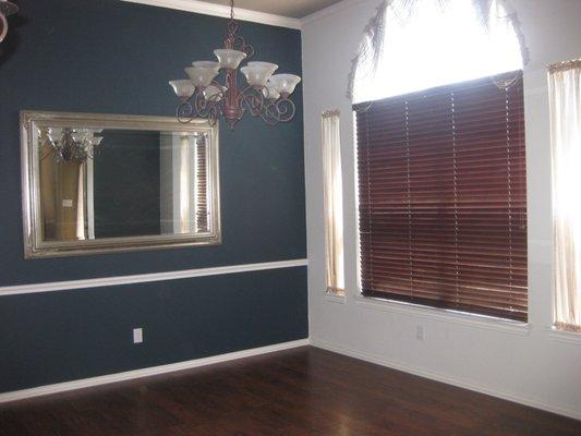 Dining Room with chair molding was painted both wall and ceiling and sanded and cleaned wooowork