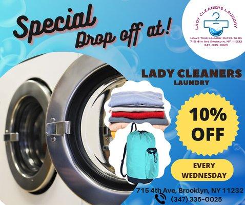 Every Wednesday Receive 10% Off Your Wash and Fold Order