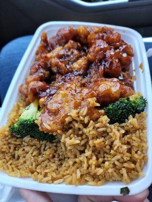 Not spicy General Tso and tasted sweet plus rice was still hard.