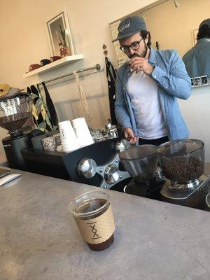 Alex slinging some espresso...