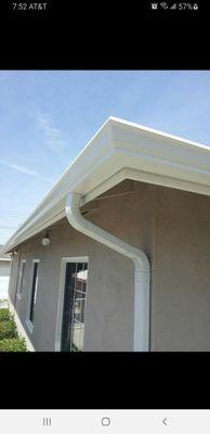 5 inch k-style aluminum gutter with a 2x3 corrugated downspout.