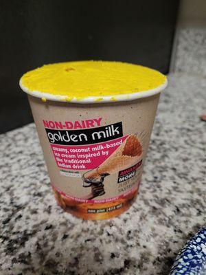 One of the dairy-free options: Golden Milk. It has a coconut cream base. Yum!