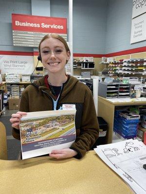 Brooklyn, Sales Advisor at Office Depot in Sparks. Holding my important copies. Thank you for your help. Five Star Customer Service.