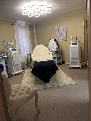 One of our 3 tranquil treatment rooms, designed for your comfort and relaxation. Where your journey to a new you begins.