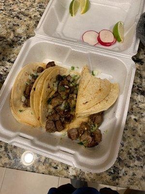 Dried out steak tacos