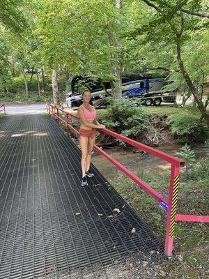 This is me and our RV parked by the river. Very beautiful and peaceful