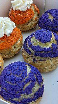 Ube and Thai Tea Cream Puffs