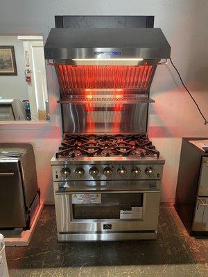 FORNO 36" RANGE WITH HOOD AND STAINLESS STEEL BACKSPLASH!