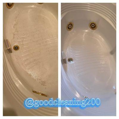 bathtub before and after cleaning