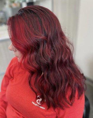 One of our favorite red creations by owner & stylist Natalie