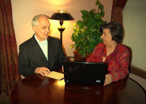 Dennis and Beth, in a Marketing Strategy Session for one of their local businesses in Columbus, OH