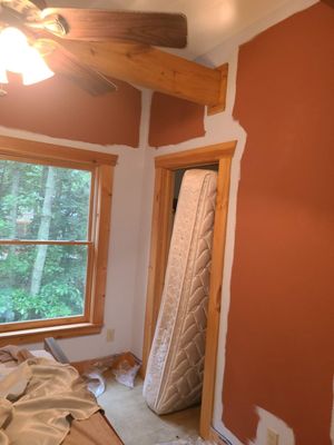 Changing this burnt orange in Air B & B to crisp white