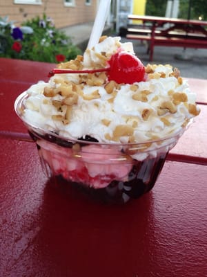 Brownie Sundae with cherry vanilla ice cream