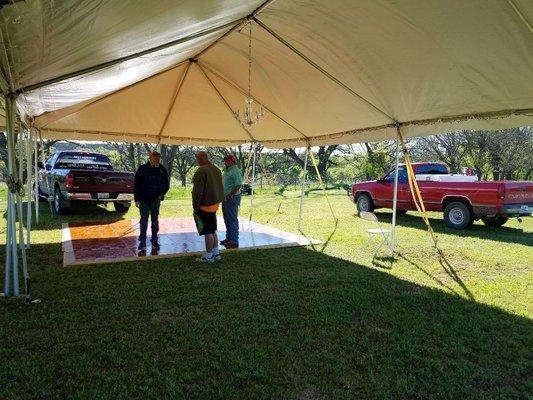 A 20 x 40 tent with dance floor for a wedding