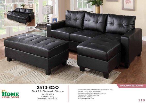 Sectional Sofa Chaise With Ottoman. Black Sectional, Furniture Sale