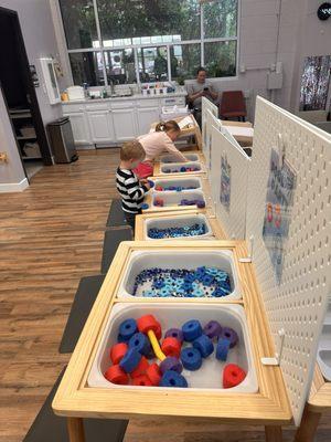 Summer themed sensory bins.