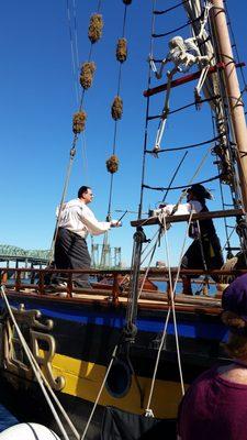 Shipboard fencing demonstration at Set Sail for a Cause