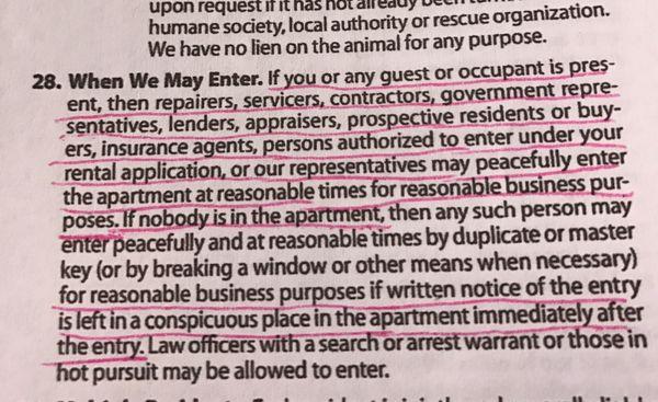 they can't show my apartment for future tenants because they just can't is "prohibited" but wait! The contract says something different.