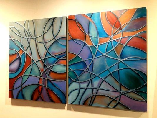 Original Acrylic Painting on Canvas by Nationally Acclaimed Artist Manuel Padilla 
"Winds of Change" 48x60 Diptych