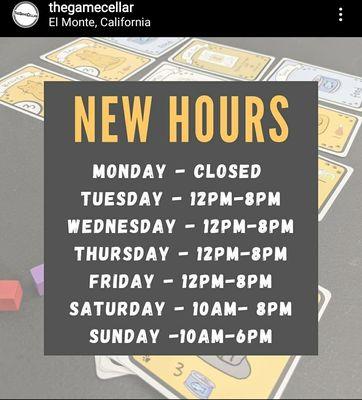 New hours were posted on their instagram.