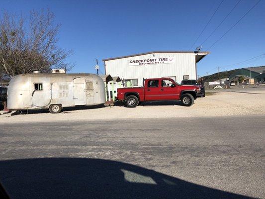 The food trailer is being moved from the site.