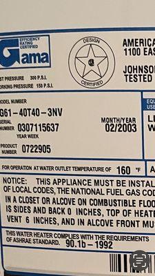 Water tank busted in my apartment. That is the date from it! Carpet saturated. And they want to come clean it after it dries! No No and No!!