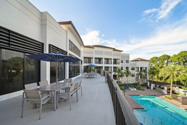 Sun terrace overlooking pool