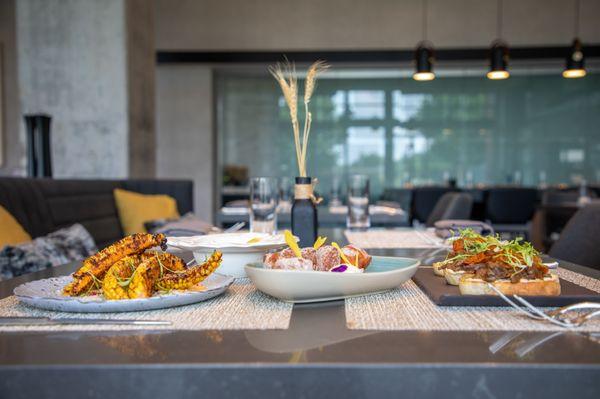 Short Rib Toast, Corn Ribs, Corn Beignets