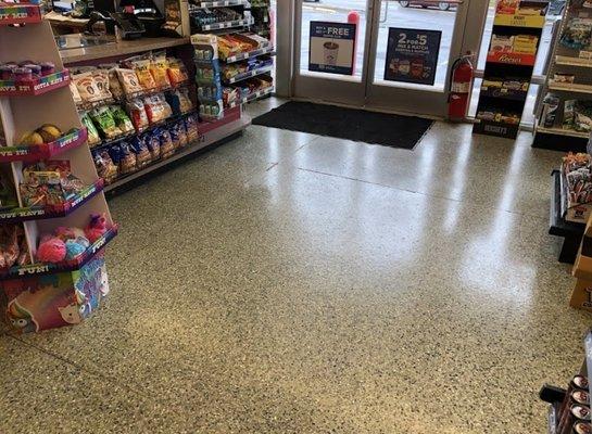 Candy, chips, clean floors, nice clean counters.