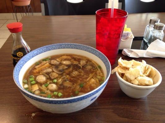 This is the Hot and Sour soup. It costs $2.95 including tax. It is my personal favorite.