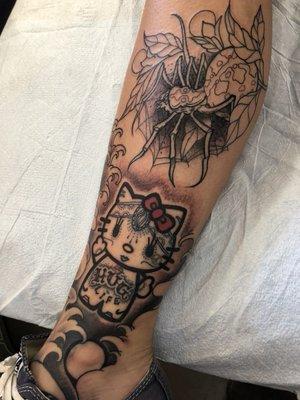 Hello kitty and spider by : Ames